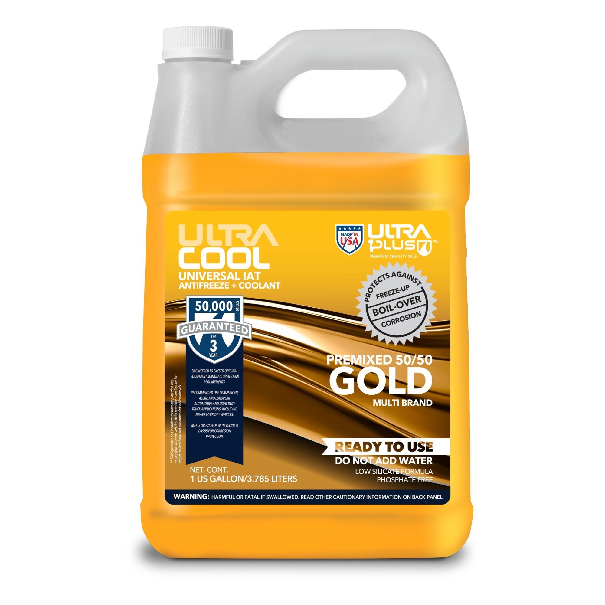 Ultra1Plus UltraCool Universal Antifreeze + Coolant - 50/50 Premix, Gold, 1 Gal., Model# UL901